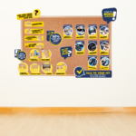 Noise anxiety in pets - waiting room display kit on a vet practice wall